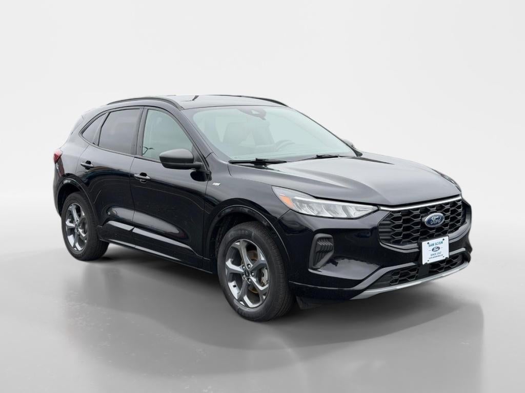 2023 Ford Escape ST-Line in Agate Black Metallic — front three-quarter view