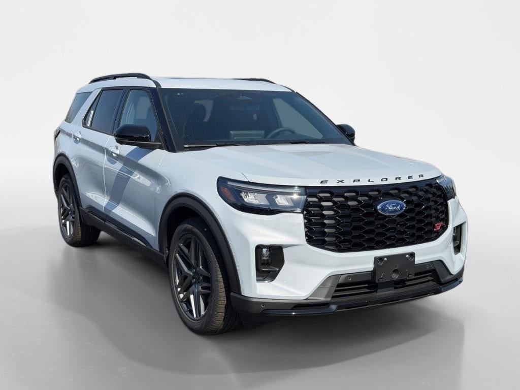 2026 Ford Explorer ST in Space White Metallic — front three-quarter view