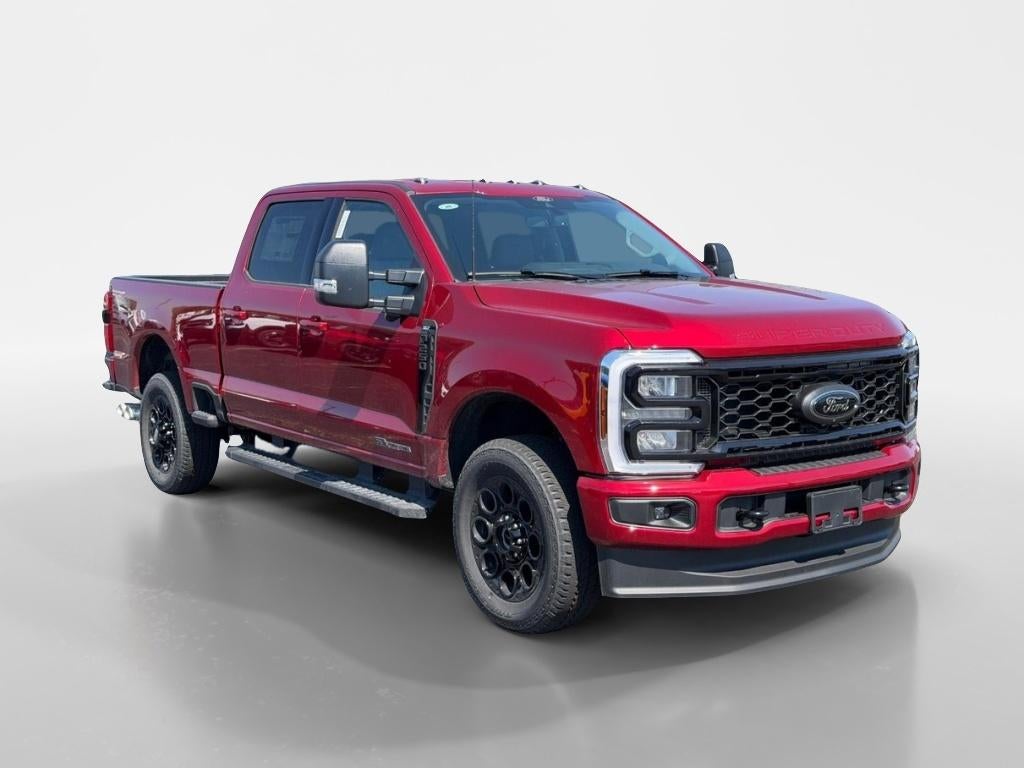 2026 Ford F-250 XLT in Ruby Red Metallic Tinted Clearcoat — front three-quarter view