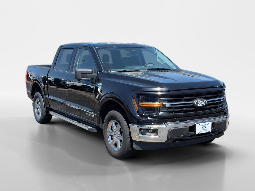 2024 Ford F-150 XLT in Agate Black Metallic — front three-quarter view