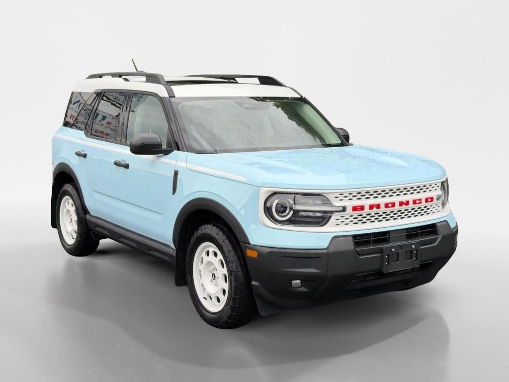 2026 Ford Bronco Sport Heritage in Robins Egg Blue — front three-quarter view