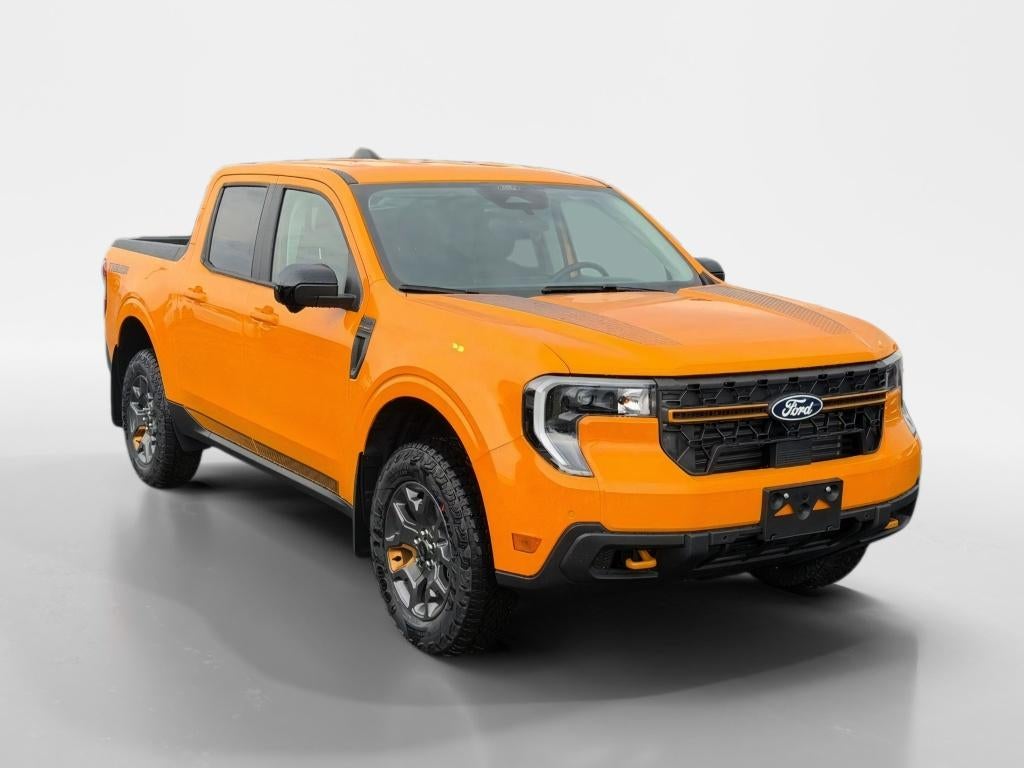 2026 Ford Maverick Tremor in Orange Fury Metallic Tri-Coat — front three-quarter view
